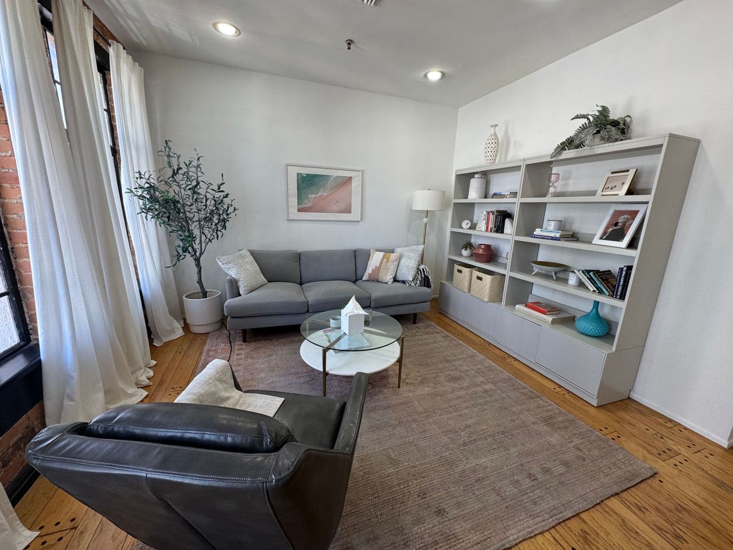 Comfortable seating area in office